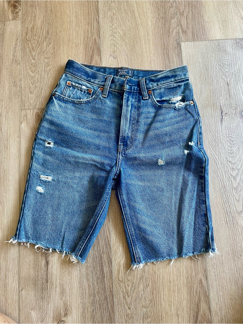 Abercrombie & Fitch Blue High-Rise Denim Shorts